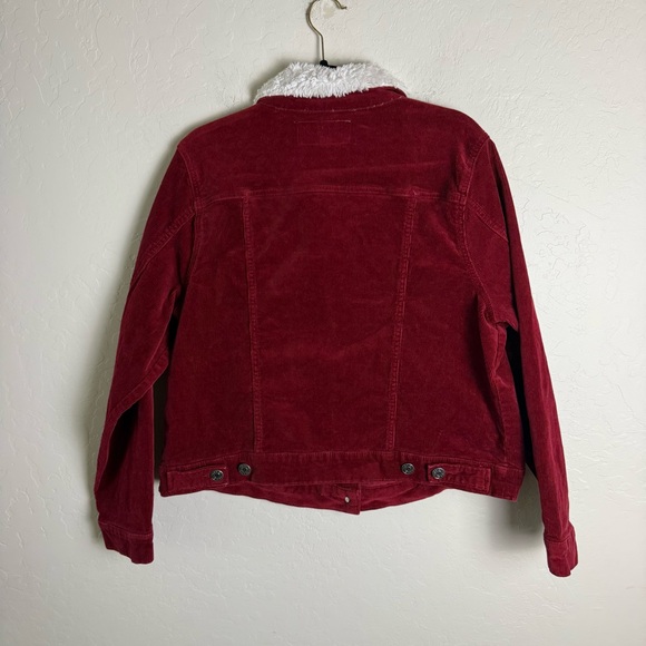 Torrid Rhubarb Red Corduroy Sherpa Collar Trucker Jacket 1X 40990043 - Picture 9 of 13